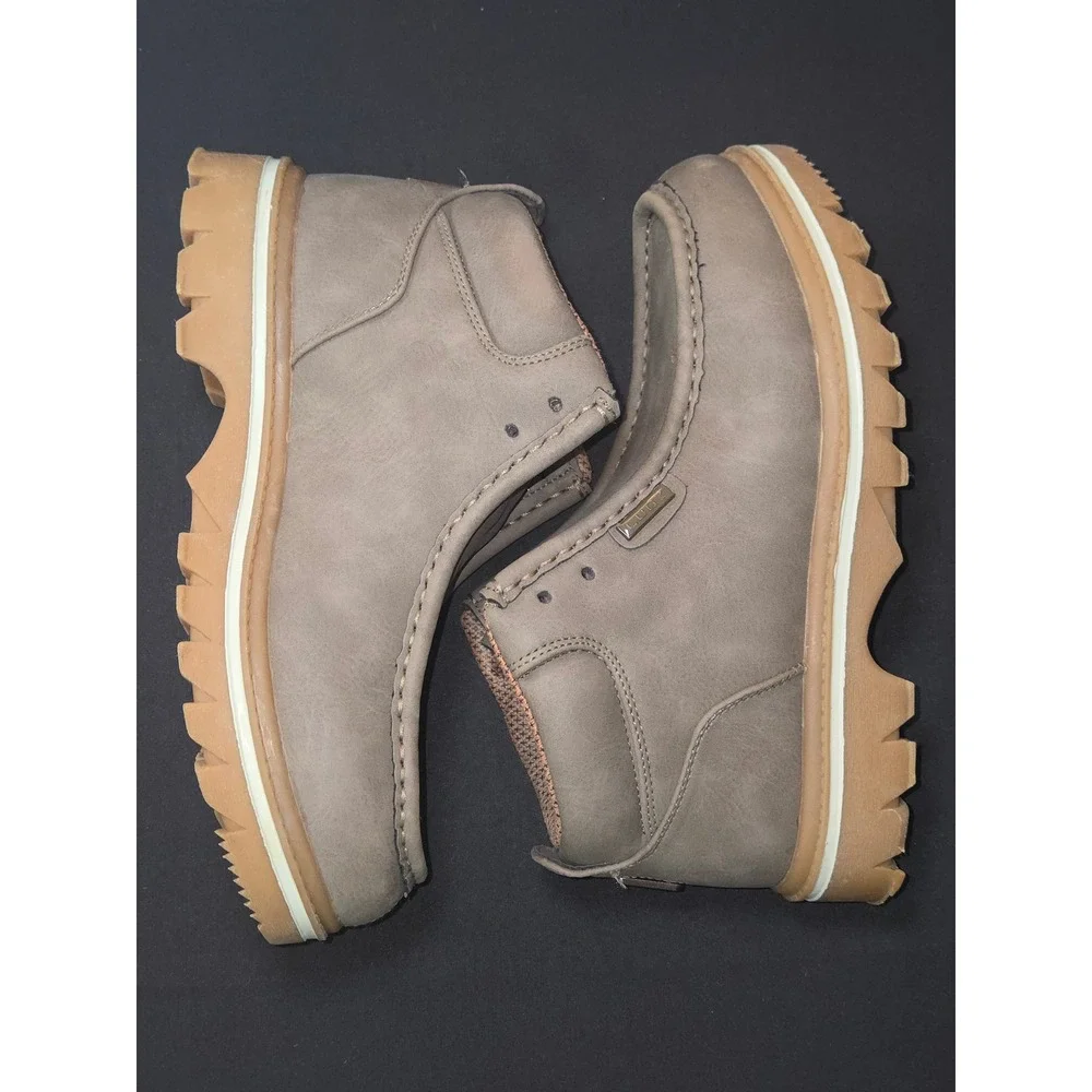 Lugz fringe‎ strutt vintage Suede Moc Toe Ankle Boots Khaki Men's Size 8 USA